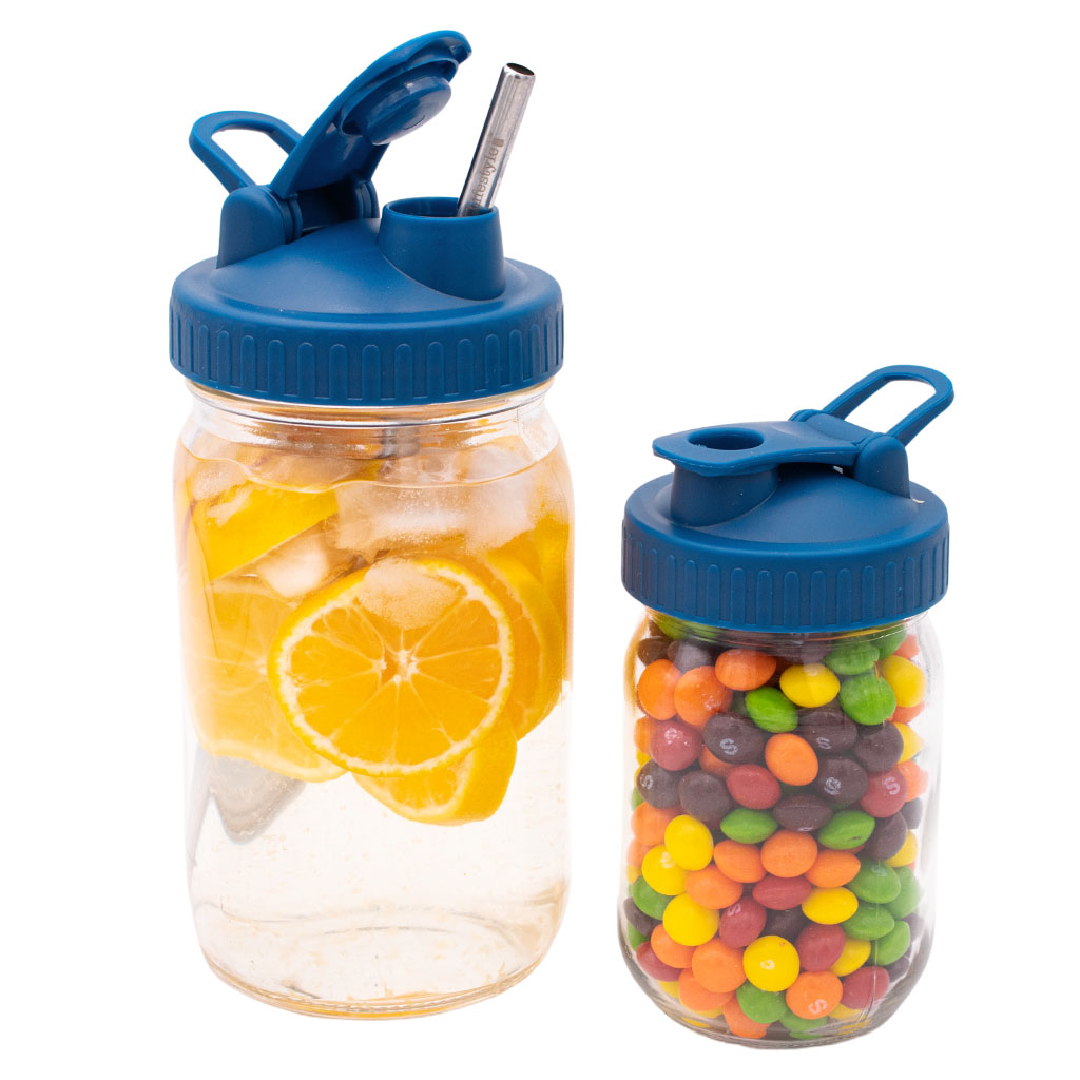 Pour & Store Shaker Lid with Carry Loop for Mason Jars: Brick red / Wide mouth / Original