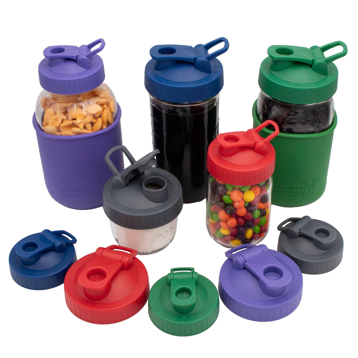 Pour & Store Shaker Lid with Carry Loop for Mason Jars: Brick red / Wide mouth / Original