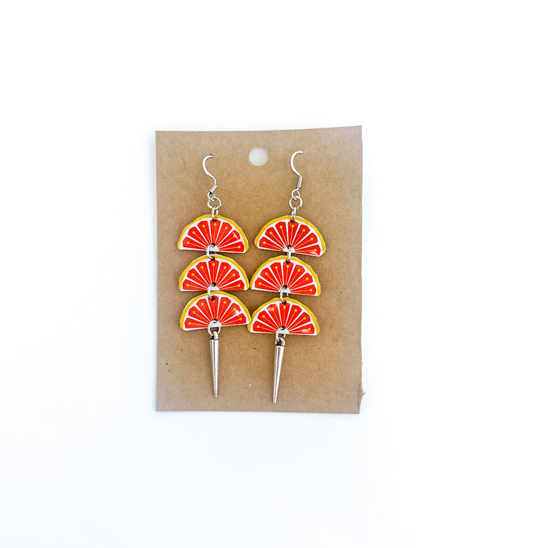Upcycled Grapefruit Semi-Circle Earrings