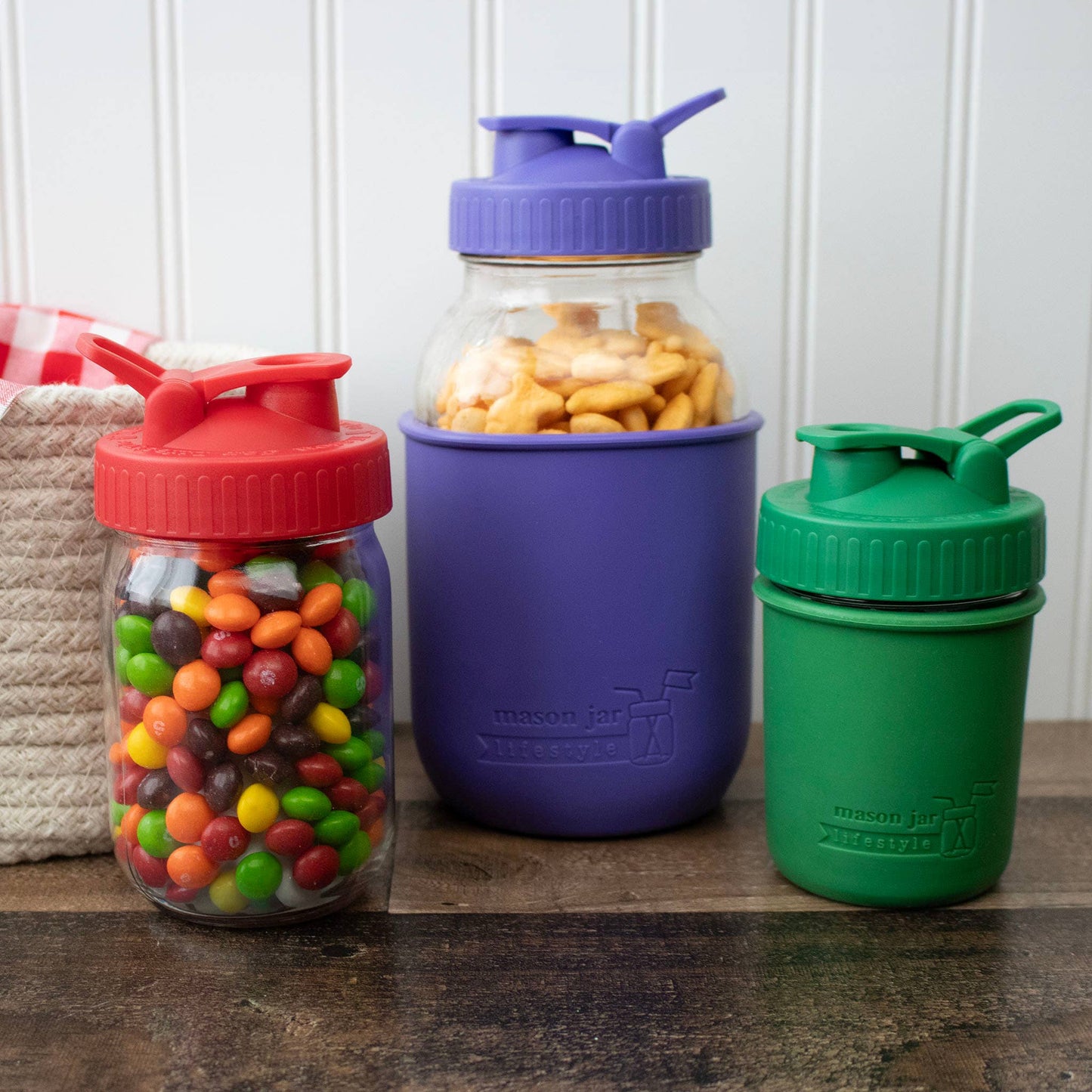 Pour & Store Shaker Lid with Carry Loop for Mason Jars: Brick red / Wide mouth / Original