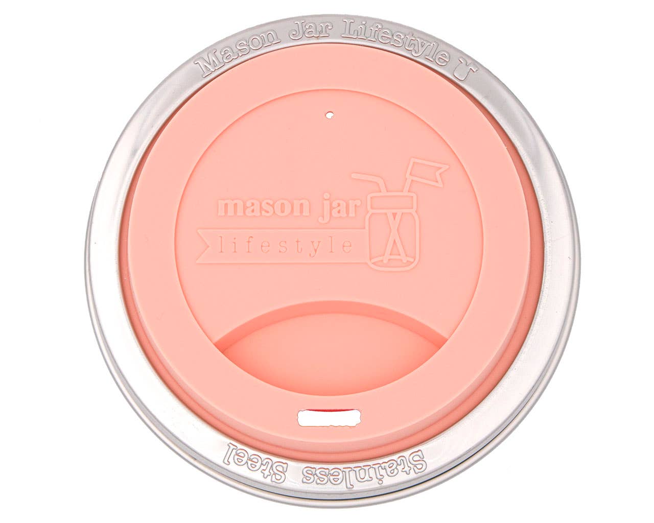 Silicone Drinking Lid with Stainless Steel Band for Jars