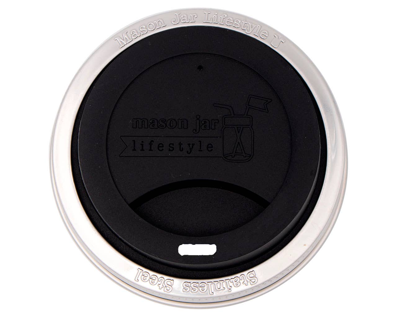 Silicone Drinking Lid with Stainless Steel Band for Jars