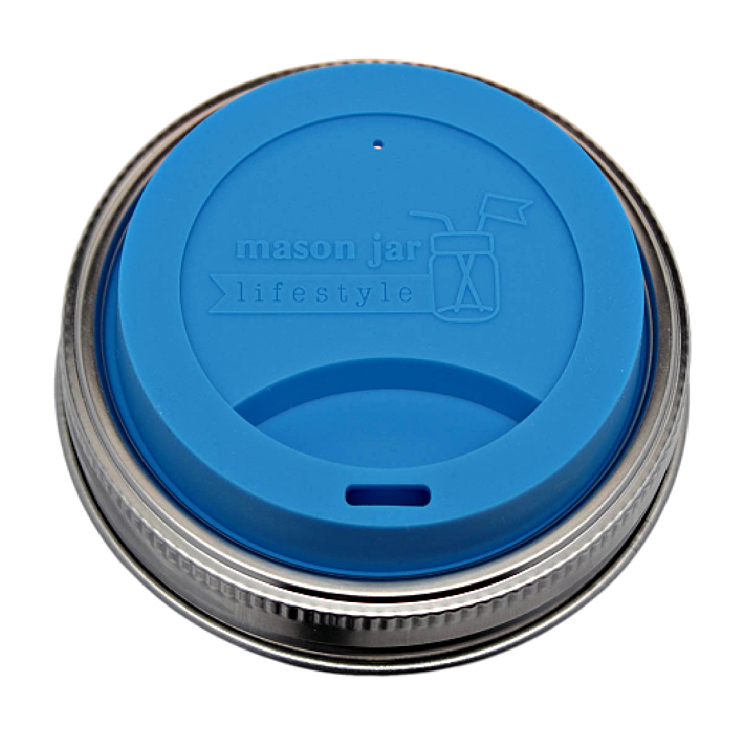 Silicone Drinking Lid with Stainless Steel Band for Jars