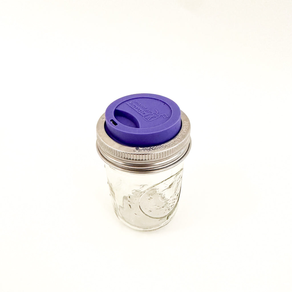 Silicone Drinking Lid with Stainless Steel Band for Jars