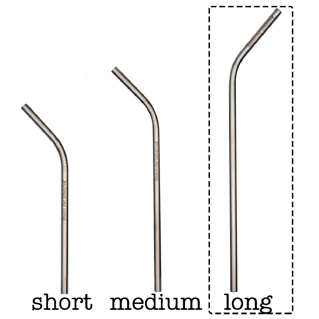 Long Thin Bent Stainless Steel Straw for Quart Mason Jars