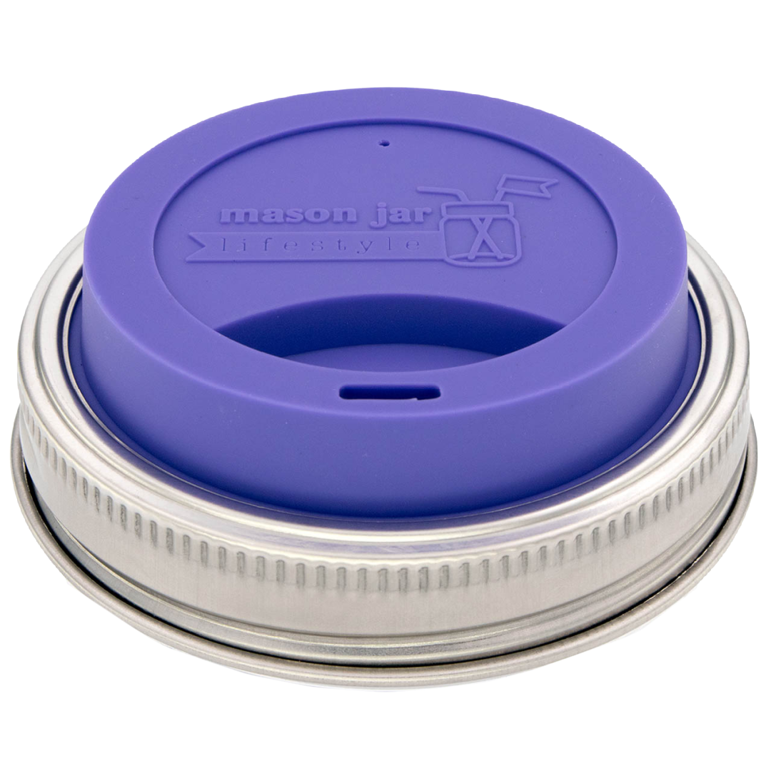 Silicone Drinking Lid with Stainless Steel Band for Jars