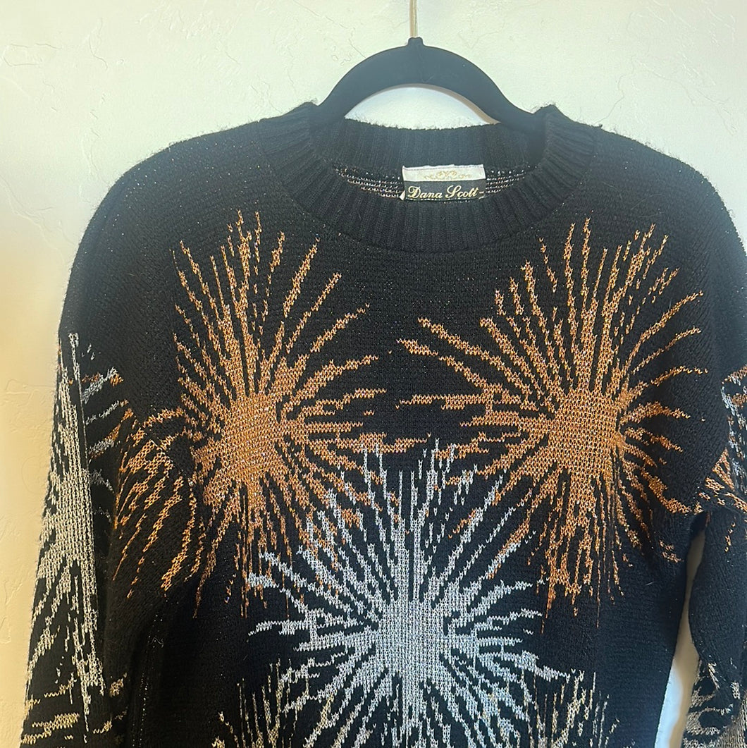 Vintage Holiday Knit Sweater: Fireworks