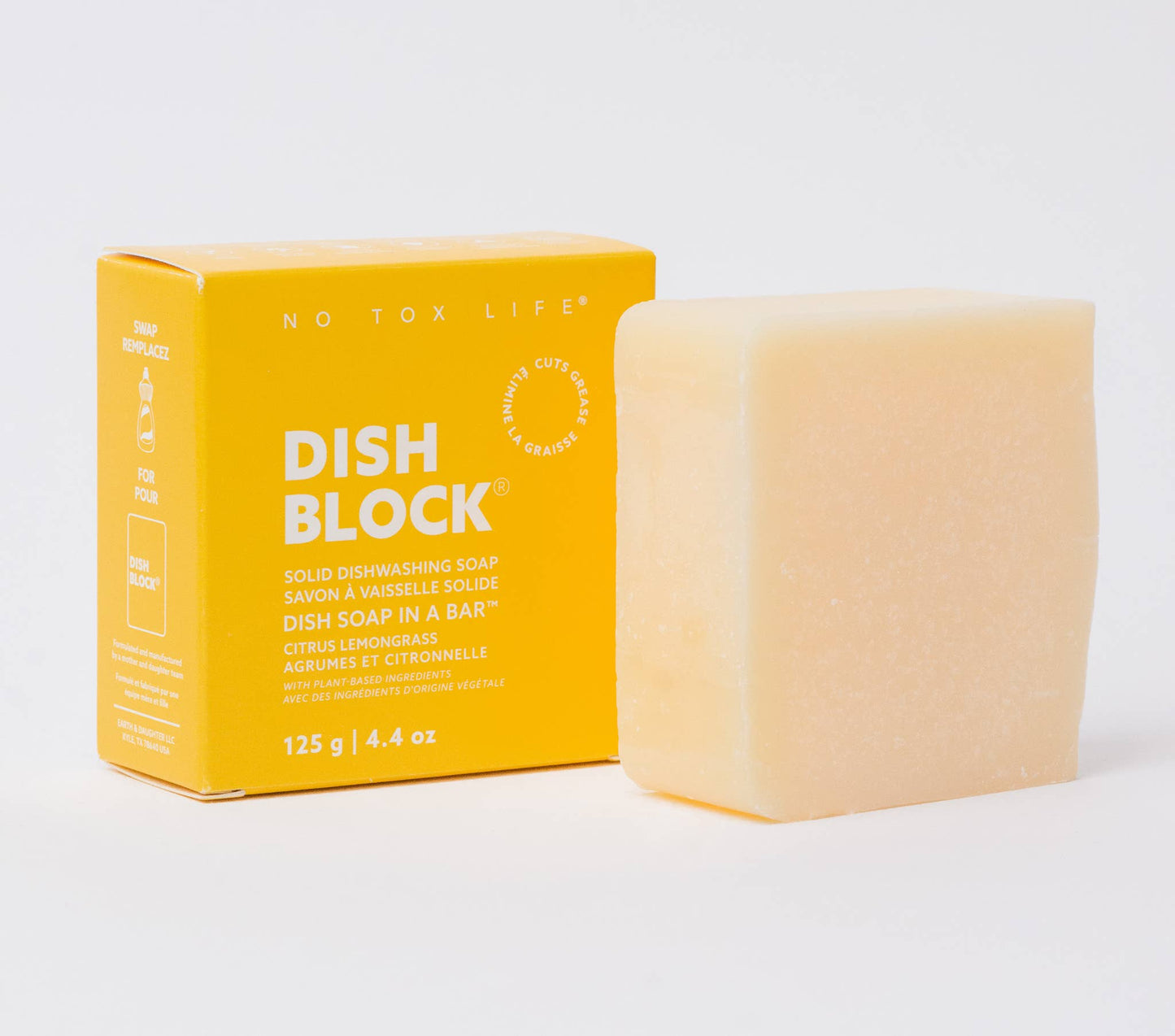 DISH BLOCK® solid dish soap bar - Citrus Lemongrass - No Tox Life