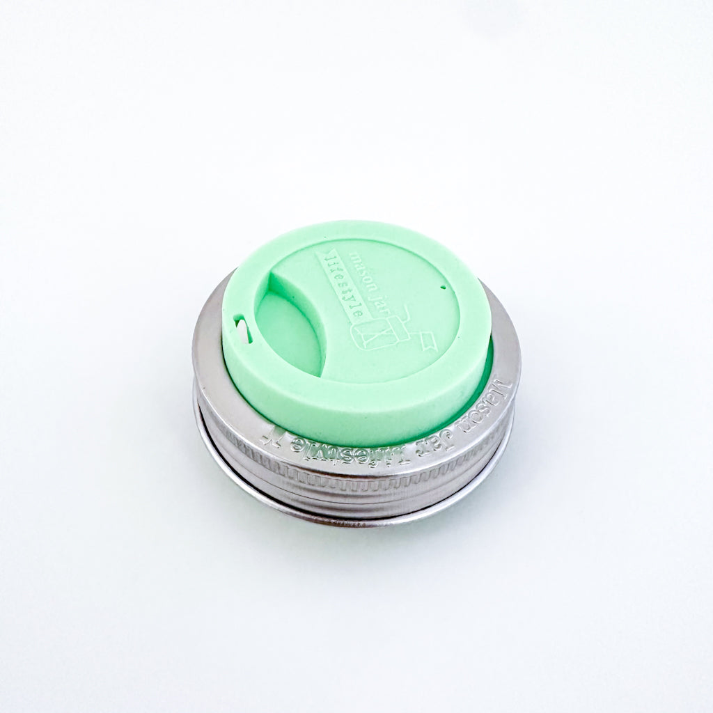 Silicone Drinking Lid with Stainless Steel Band for Jars