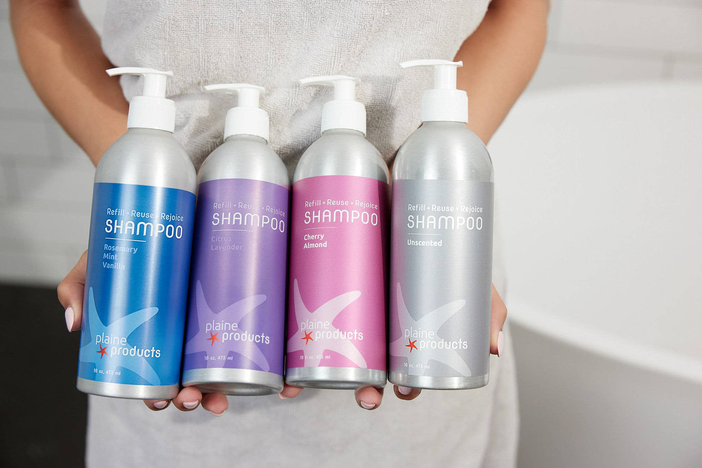 Shampoo 16 oz (pump not included) Reusable packaging