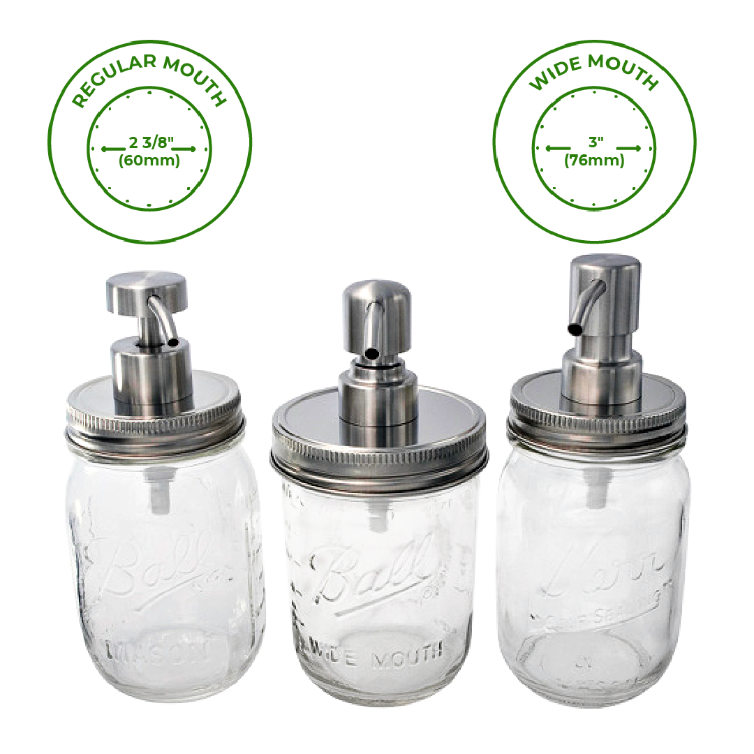 Satin / Brushed Finish Soap Pump Dispensers for Mason Jars