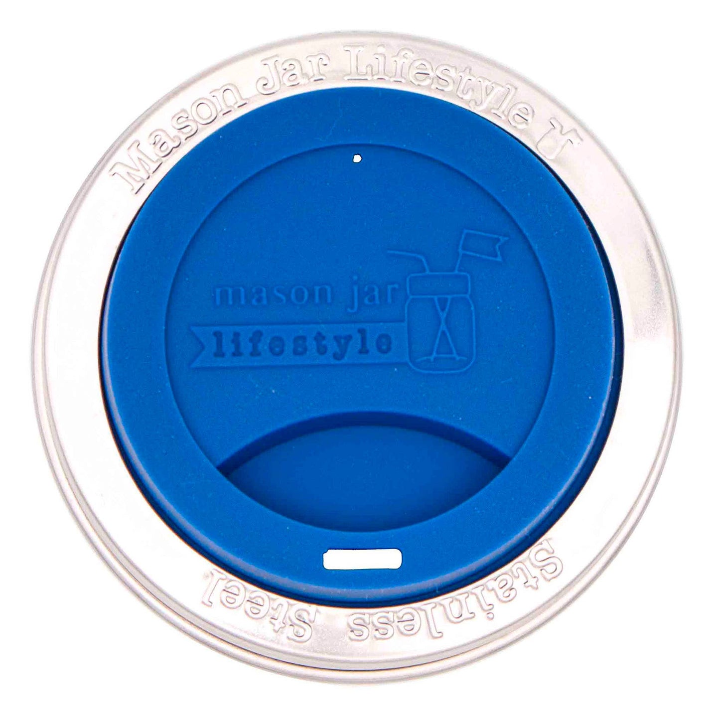 Silicone Drinking Lid with Stainless Steel Band for Jars