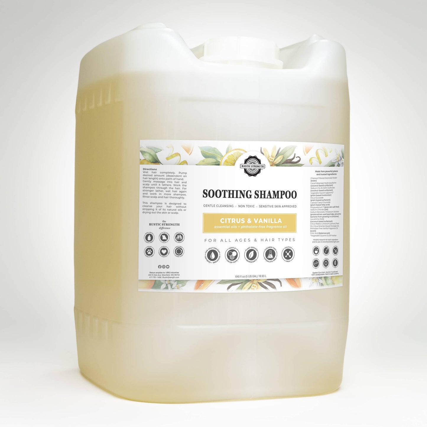 Soothing Shampoo | Sulfate-Free Care for Sensitive Scalps: Lavender Tea Tree / Gallon Plastic Jug