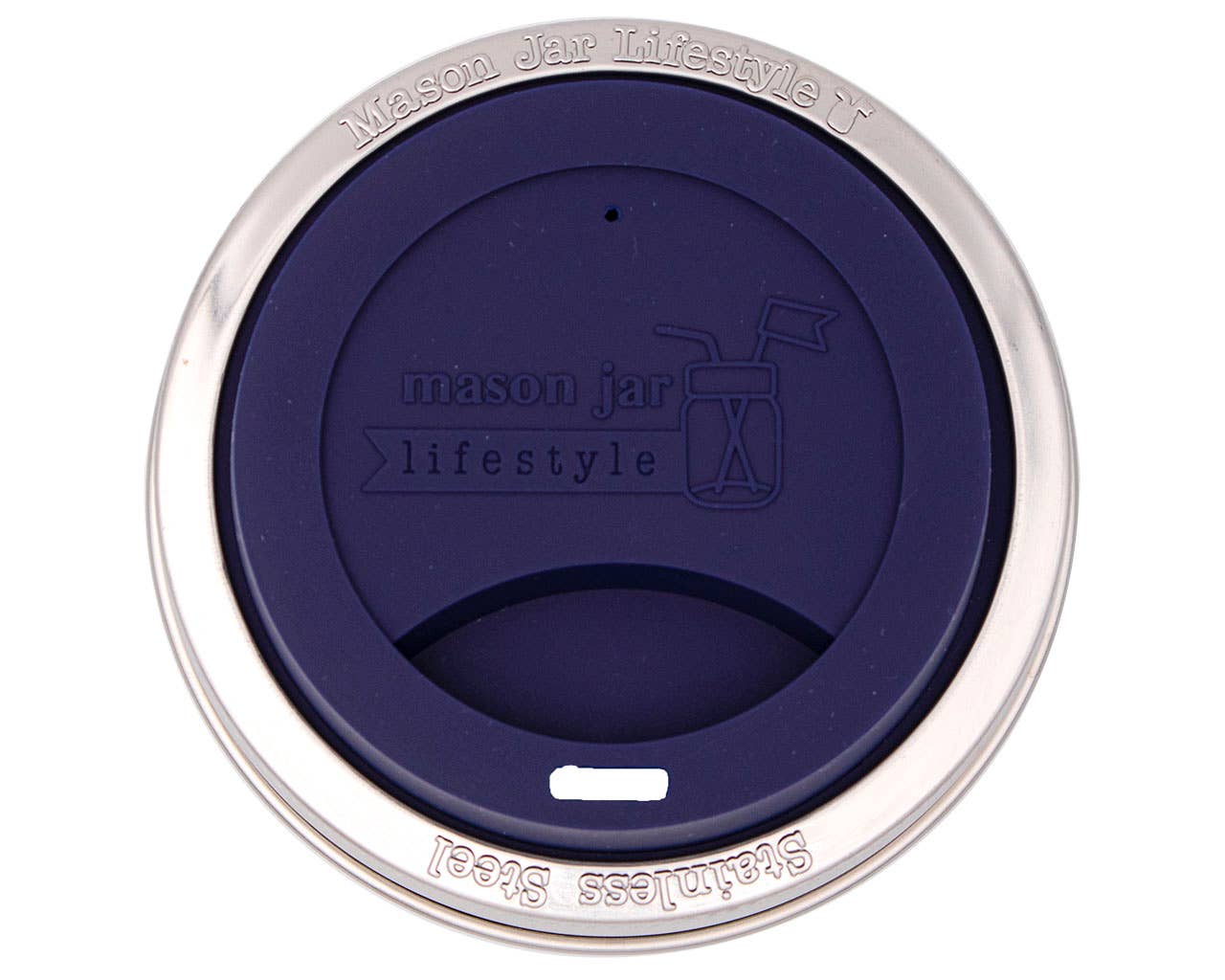 Silicone Drinking Lid with Stainless Steel Band for Jars