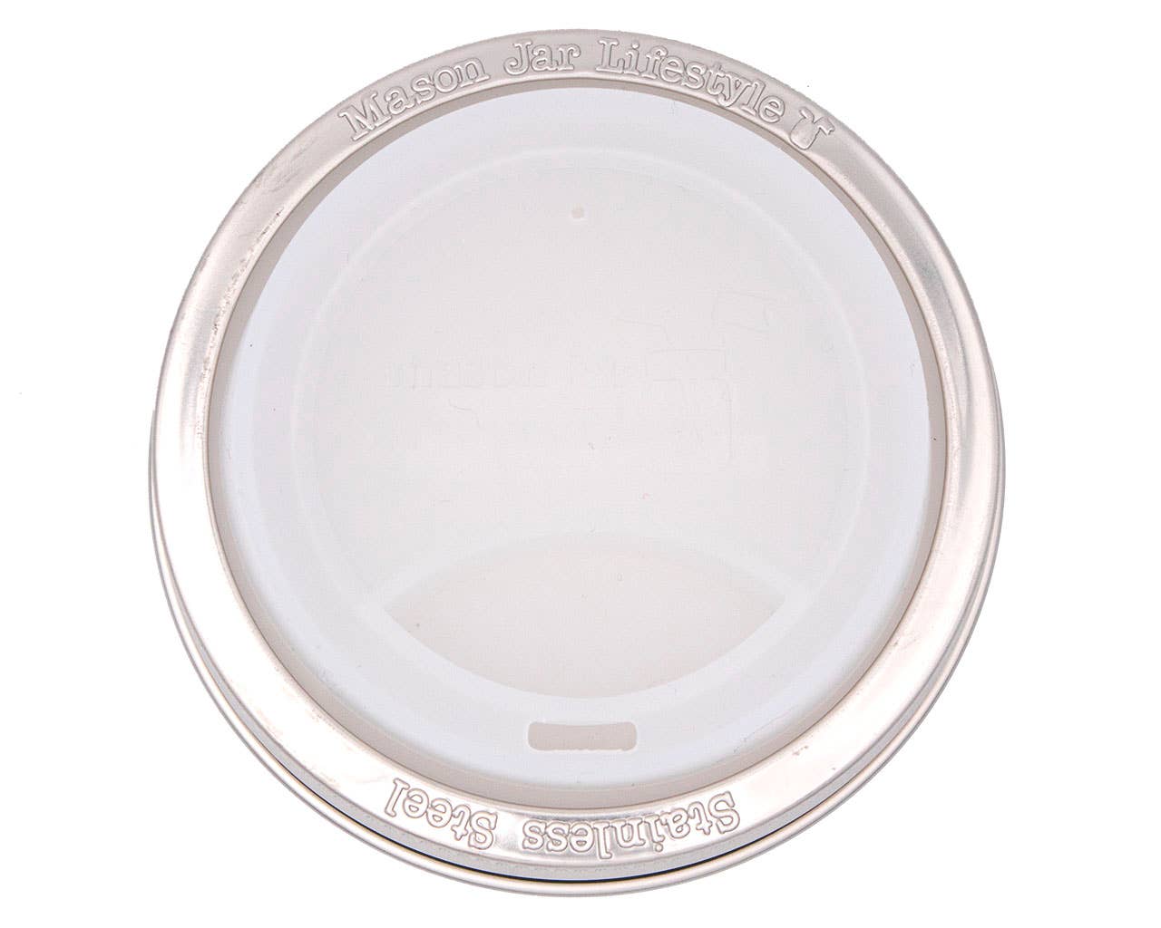 Silicone Drinking Lid with Stainless Steel Band for Jars