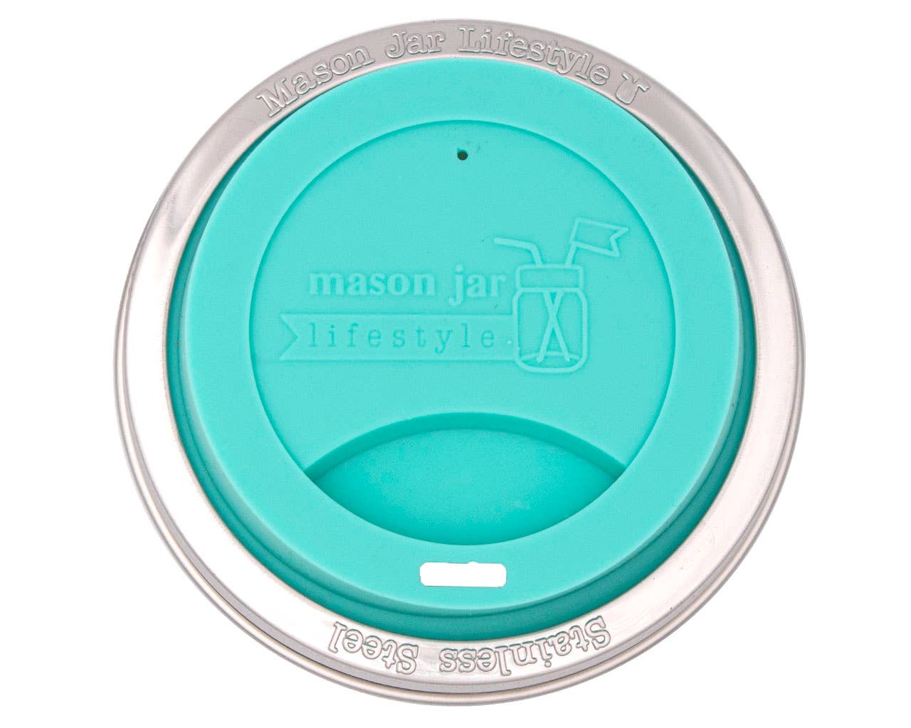 Silicone Drinking Lid with Stainless Steel Band for Jars