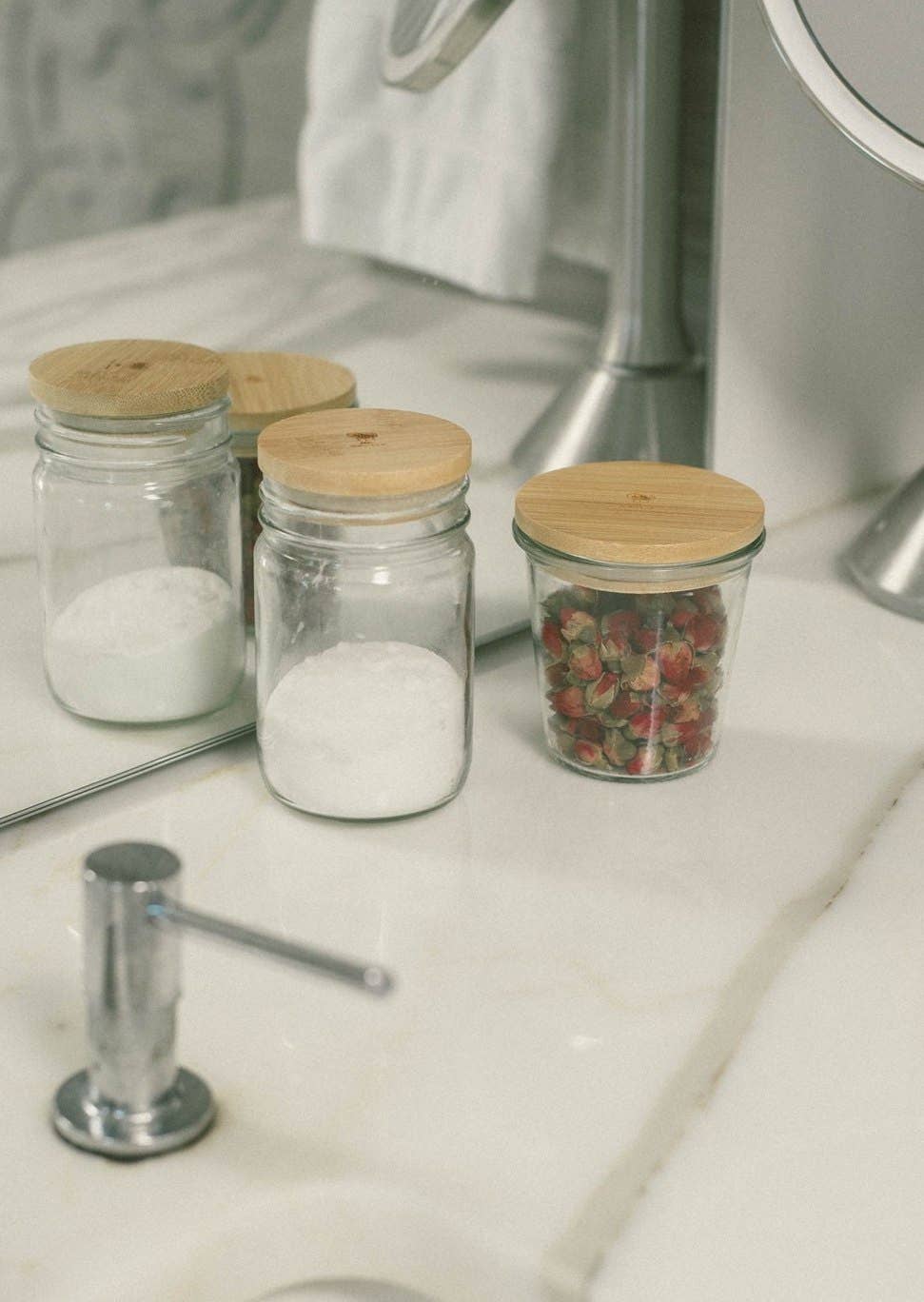 Wide Solid Bamboo Mason Jar Lids