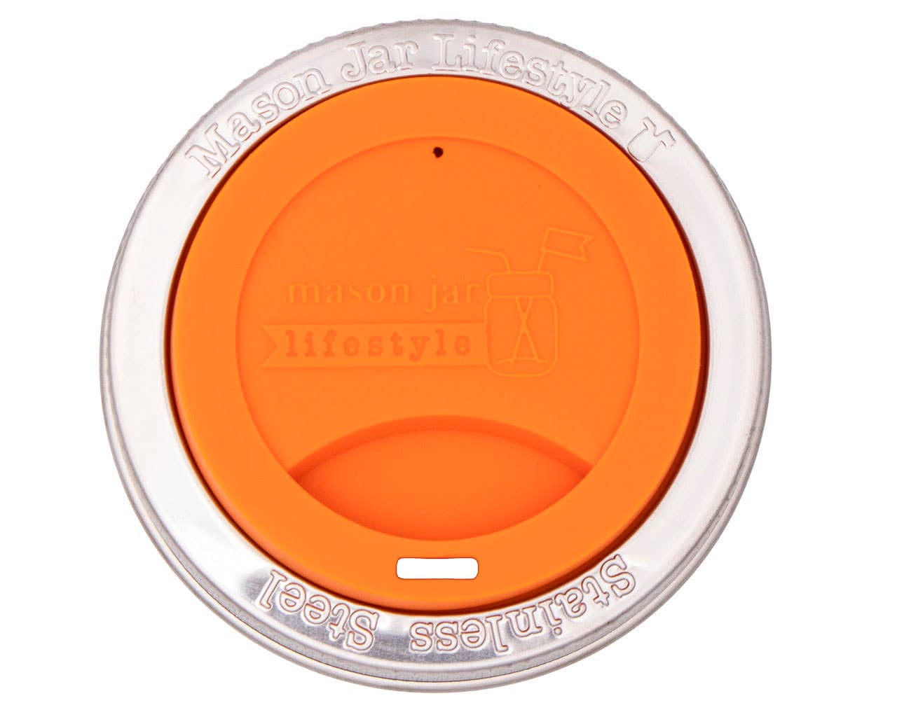 Silicone Drinking Lid with Stainless Steel Band for Jars