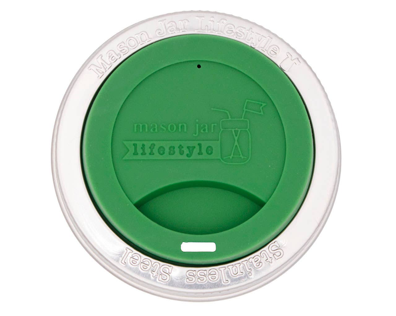 Silicone Drinking Lid with Stainless Steel Band for Jars