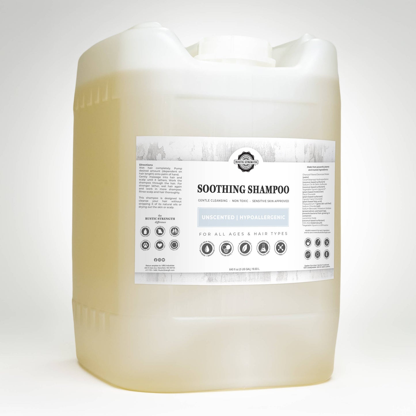 Soothing Shampoo | Sulfate-Free Care for Sensitive Scalps: Lavender Tea Tree / Gallon Plastic Jug