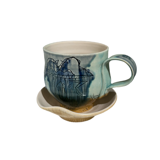 Ceramic Mug and Saucer | Monsoon Graffiti Collection