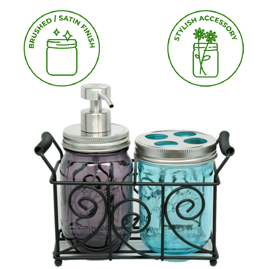 Satin / Brushed Finish Soap Pump Dispensers for Mason Jars