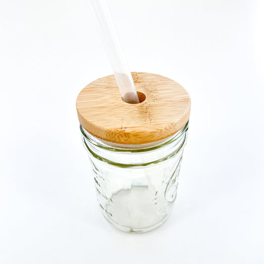 Bamboo Straw Hole Tumbler Lid for Mason Jars