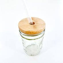 Load image into Gallery viewer, Bamboo Straw Hole Tumbler Lid for Mason Jars
