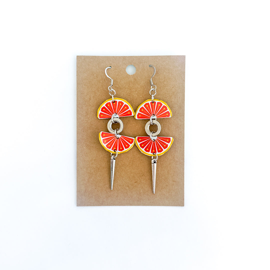 Upcycled Grapefruit Semi-Circle Earrings