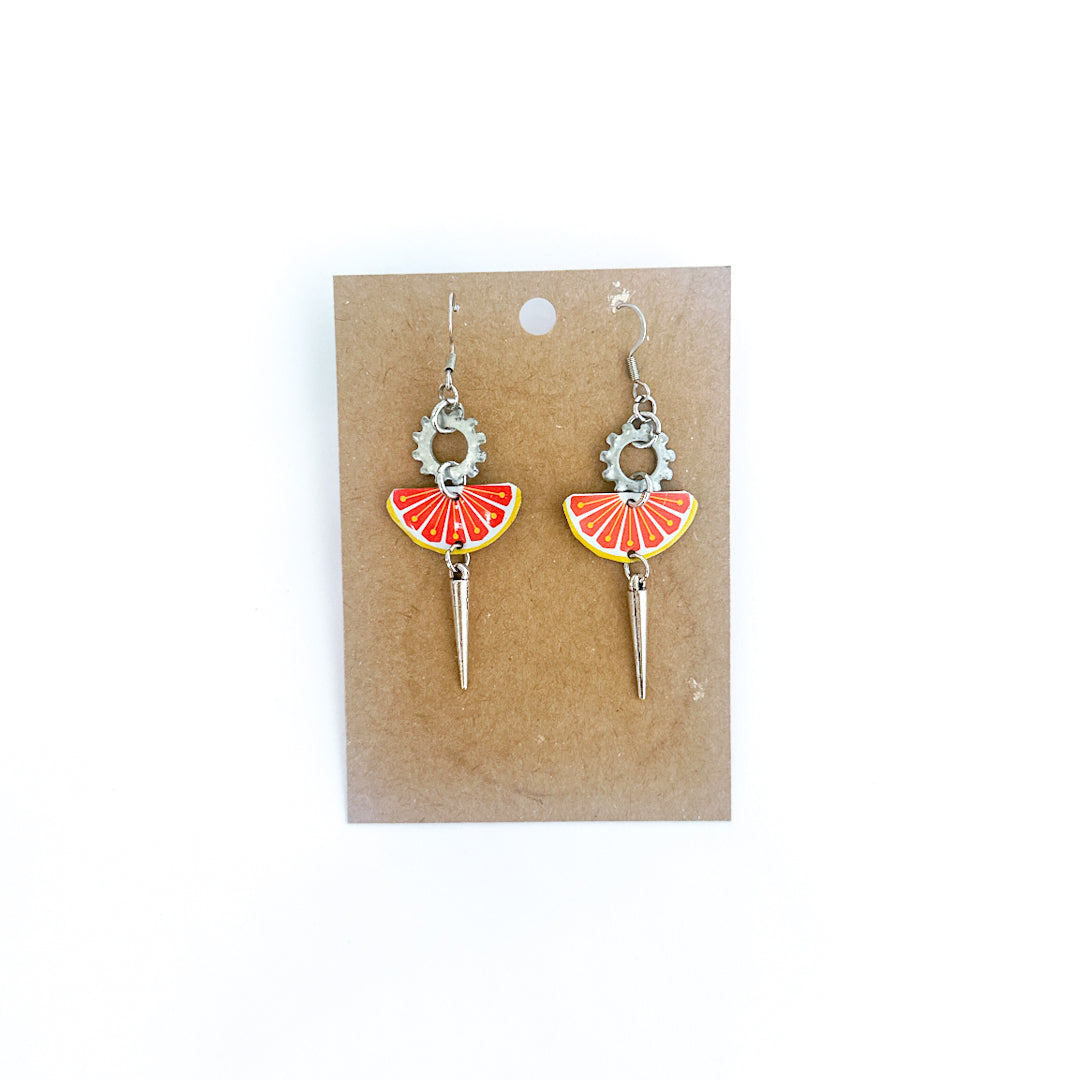 Upcycled Grapefruit Semi-Circle Earrings