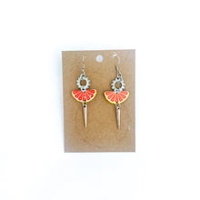 Load image into Gallery viewer, Upcycled Grapefruit Semi-Circle Earrings
