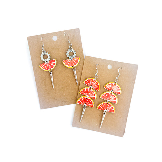 Upcycled Grapefruit Semi-Circle Earrings