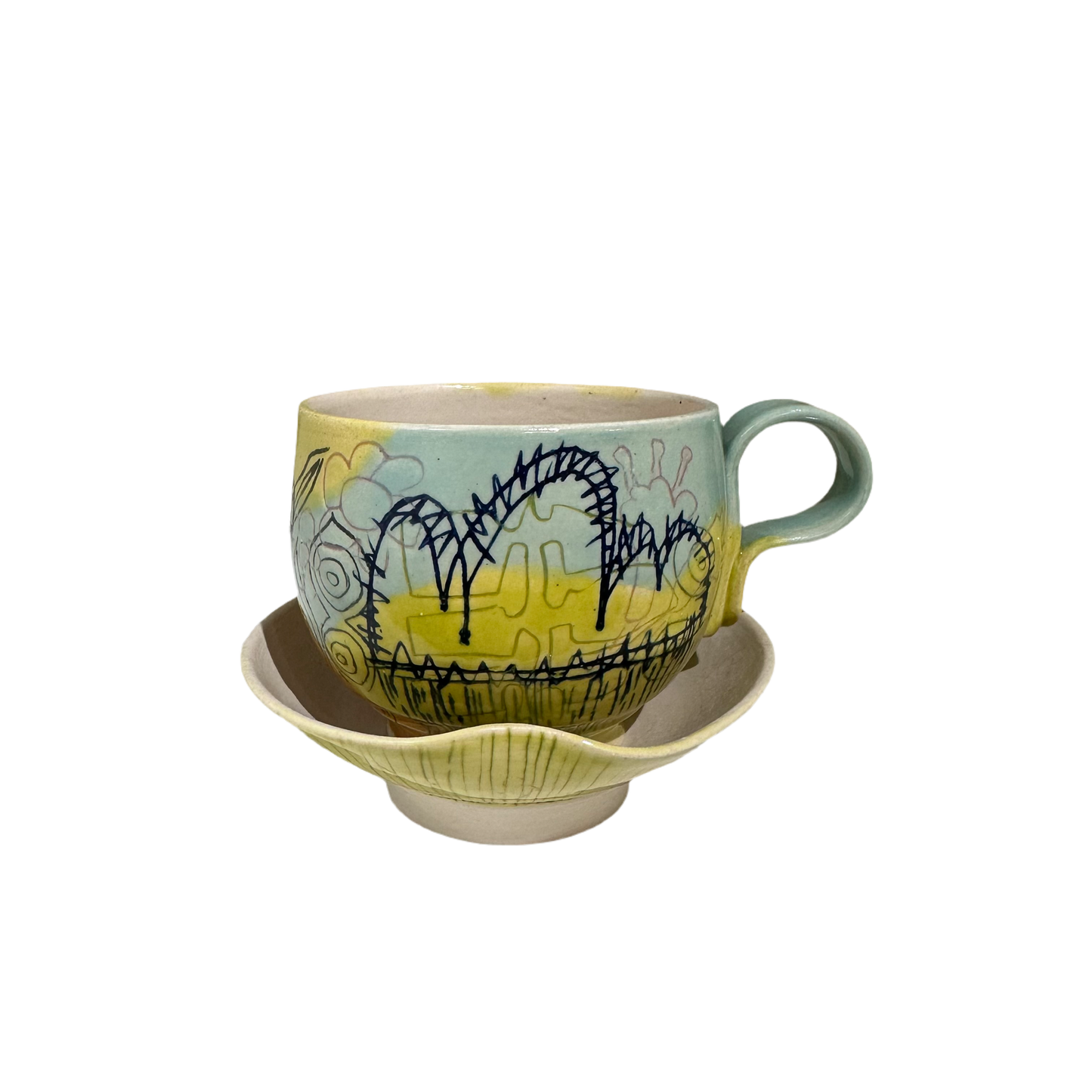 Ceramic Teacup and Saucer | Monsoon Graffiti Collection