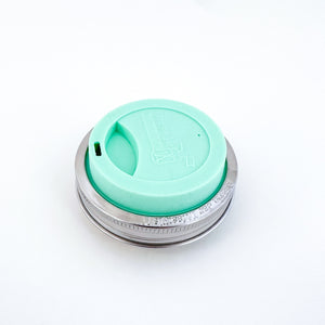 Silicone Drinking Lid with Stainless Steel Band for Jars