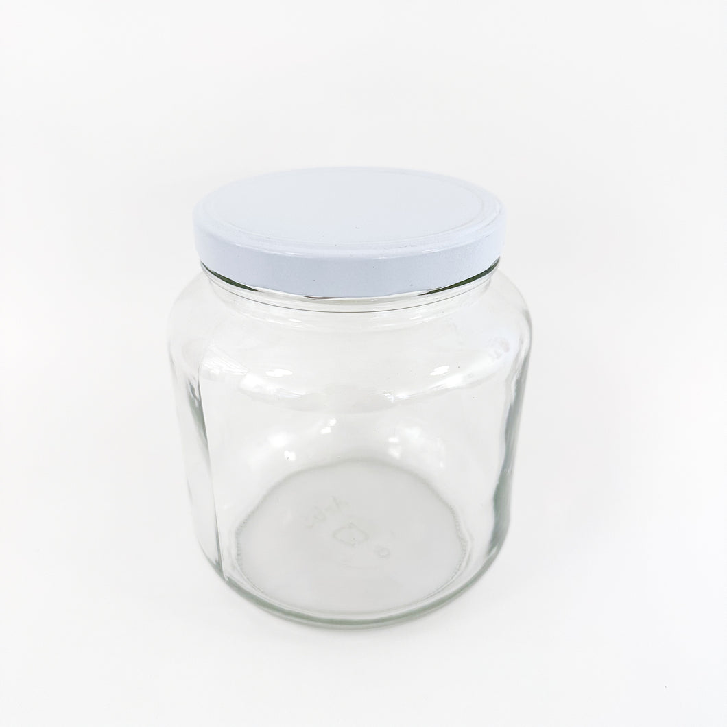 Half Gallon Jar Clear w White Lid