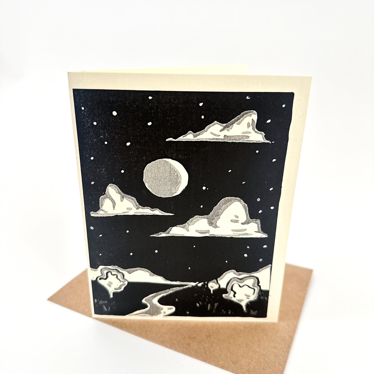 Moonlit Road Greeting Card