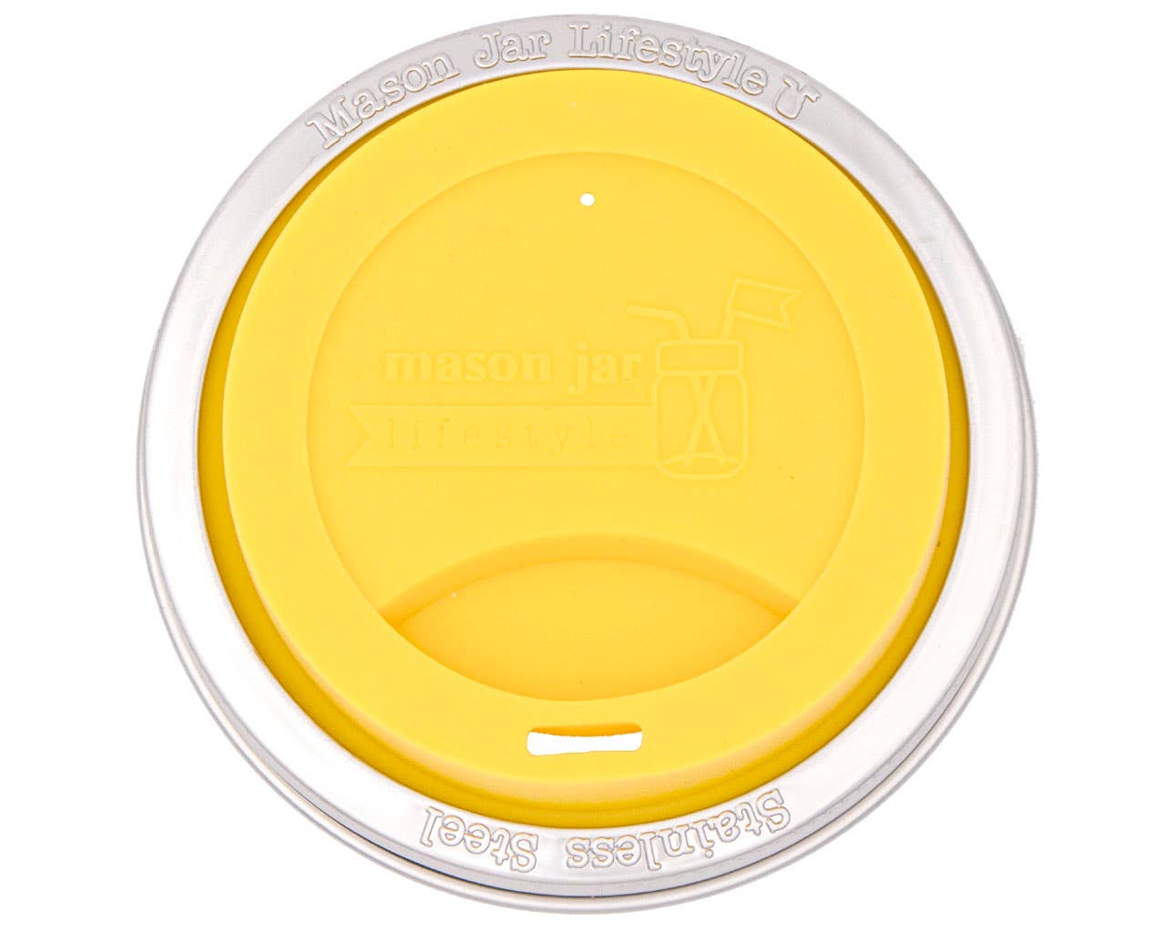 Silicone Drinking Lid with Stainless Steel Band for Jars