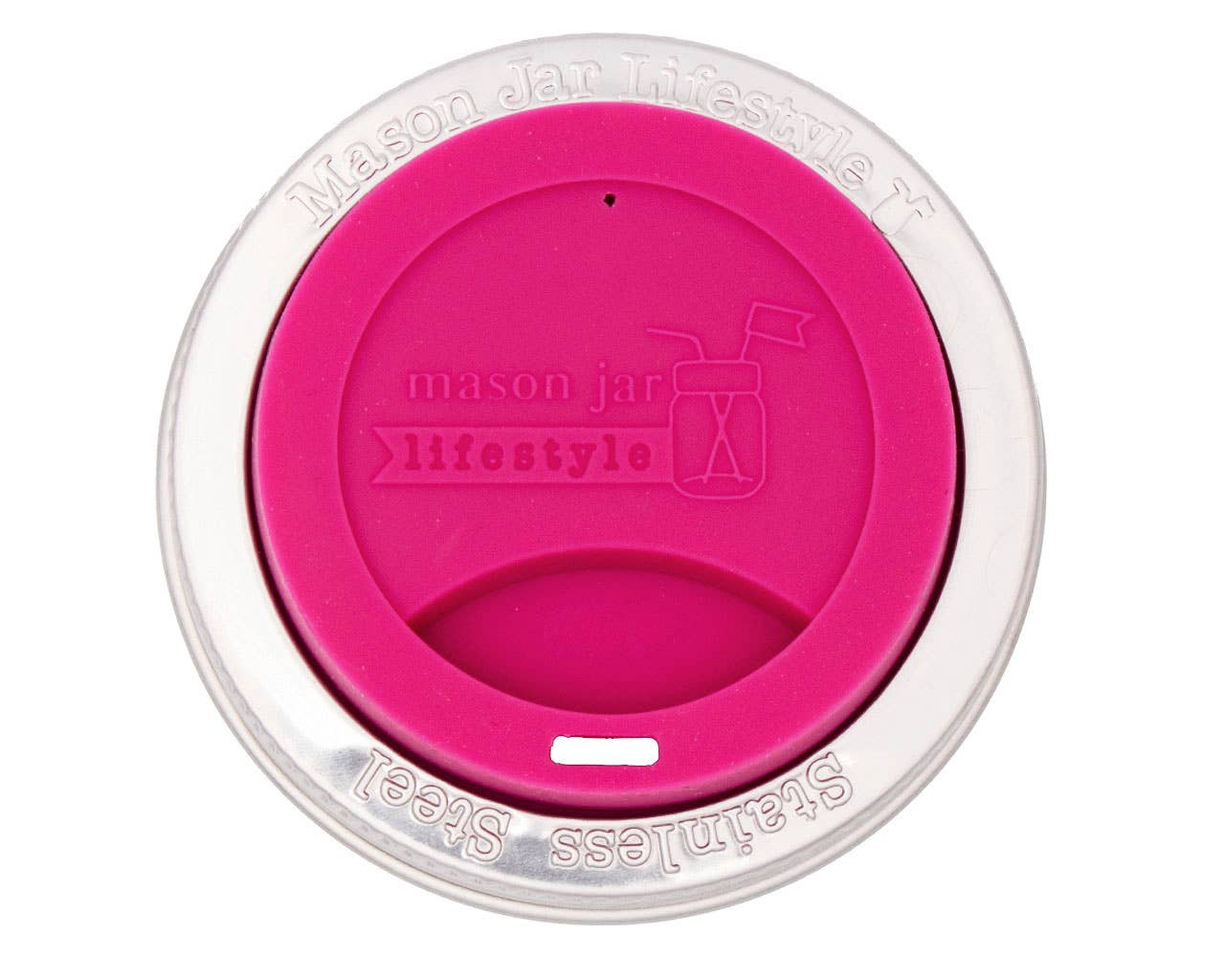 Silicone Drinking Lid with Stainless Steel Band for Jars