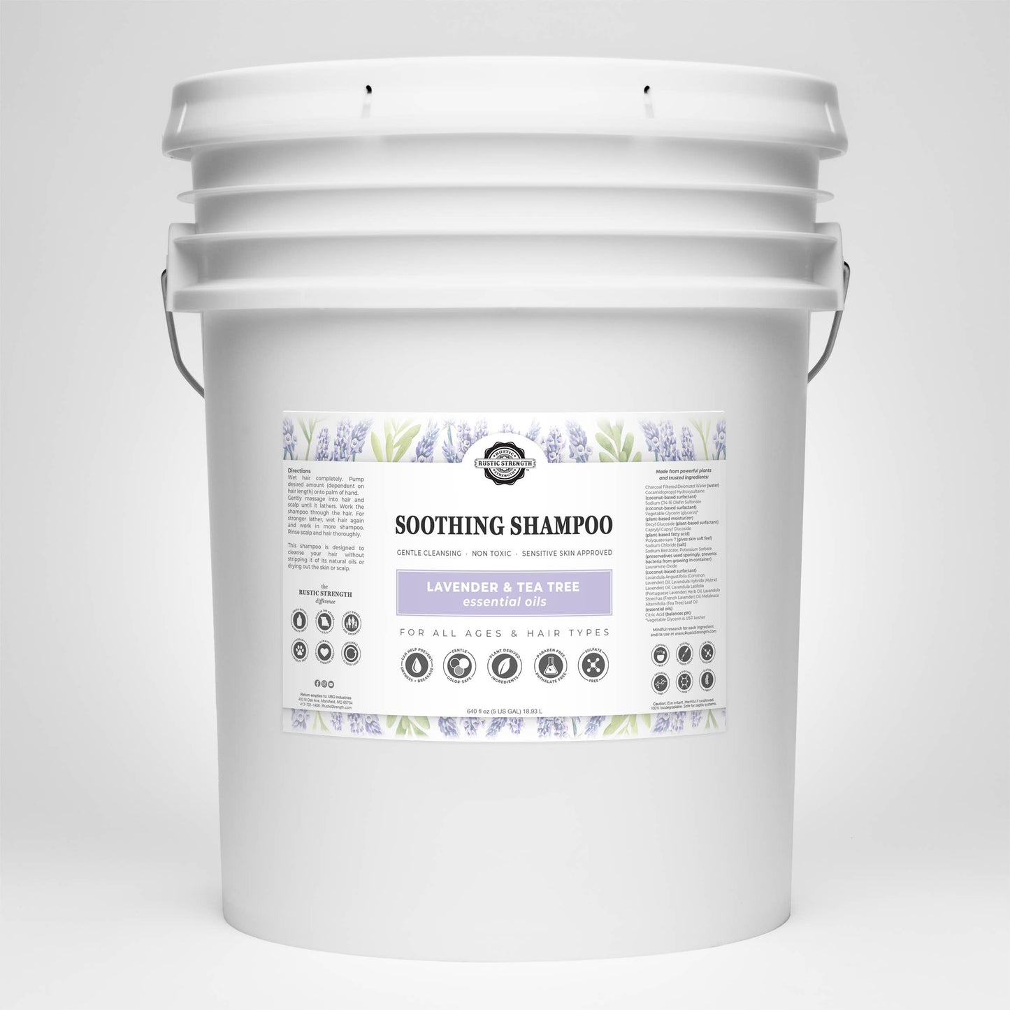 Soothing Shampoo | Sulfate-Free Care for Sensitive Scalps: Lavender Tea Tree / Gallon Plastic Jug