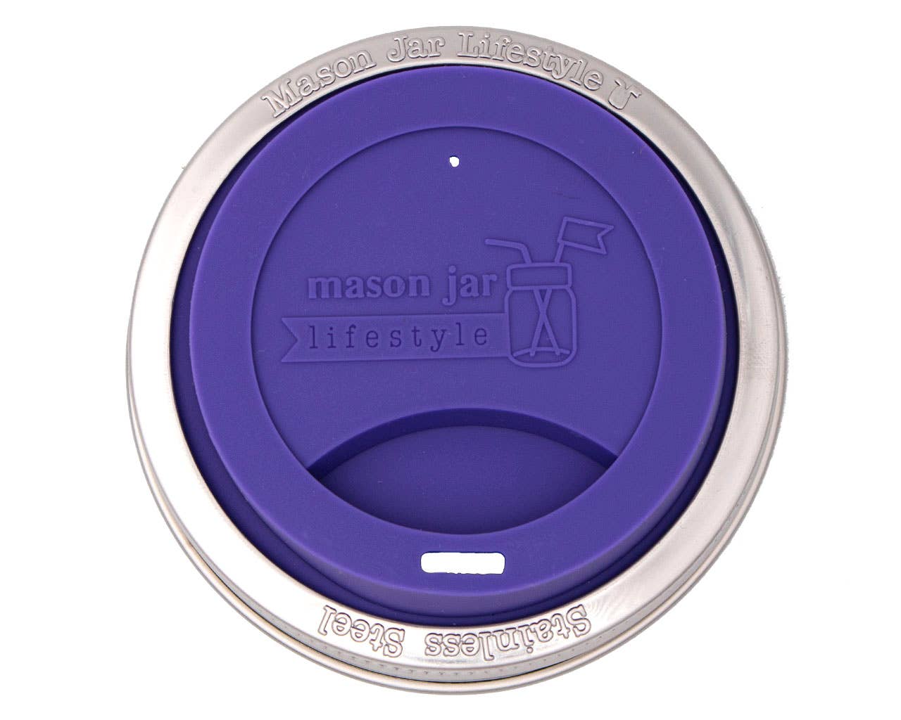 Silicone Drinking Lid with Stainless Steel Band for Jars