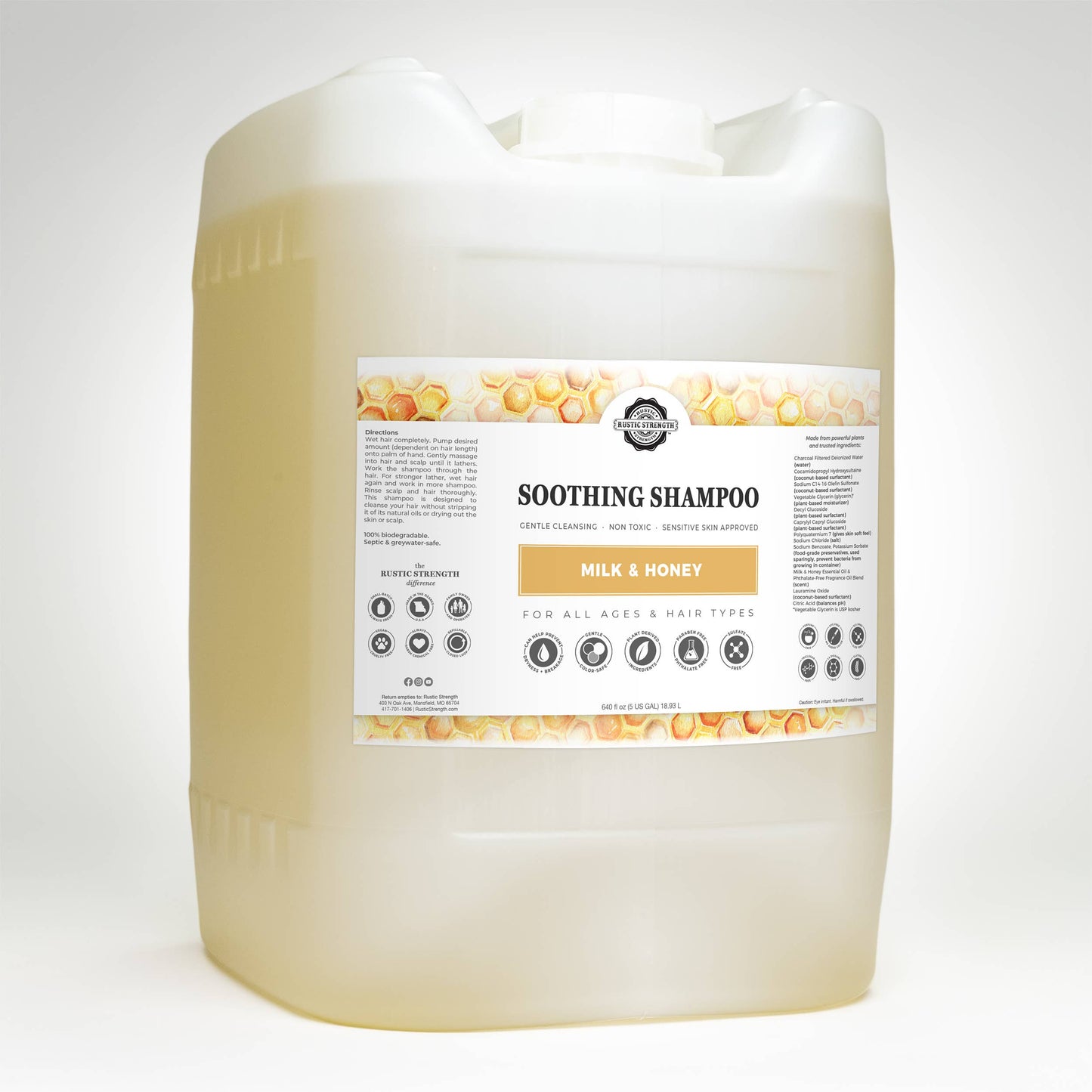 Soothing Shampoo | Sulfate-Free Care for Sensitive Scalps: Lavender Tea Tree / Gallon Plastic Jug