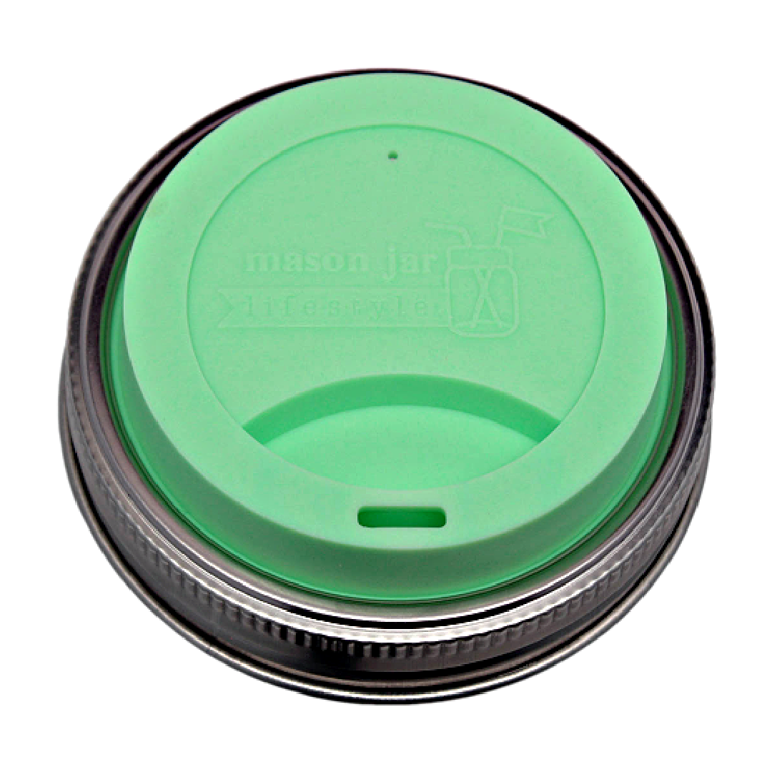 Silicone Drinking Lid with Stainless Steel Band for Jars