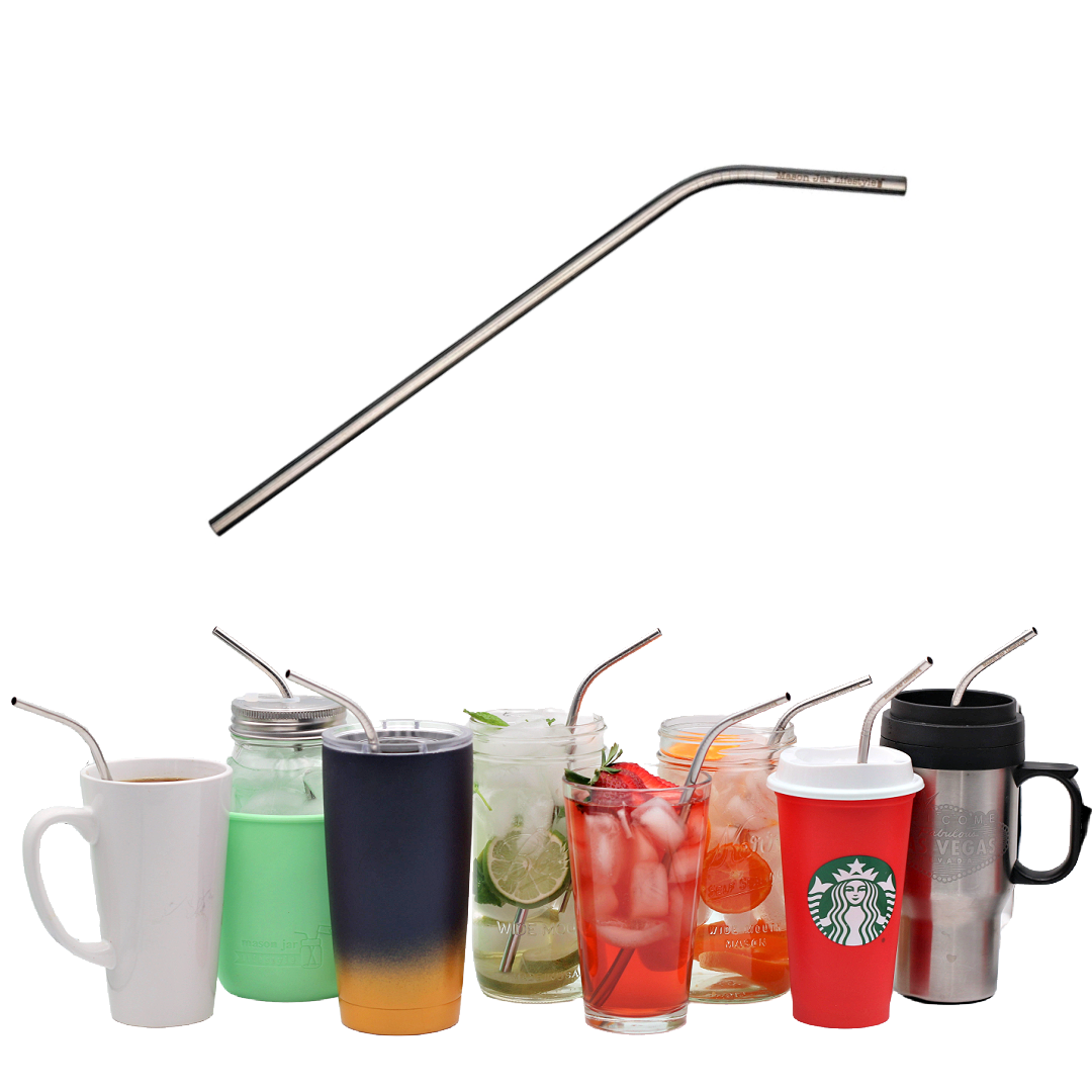 Long Thin Bent Stainless Steel Straw for Quart Mason Jars