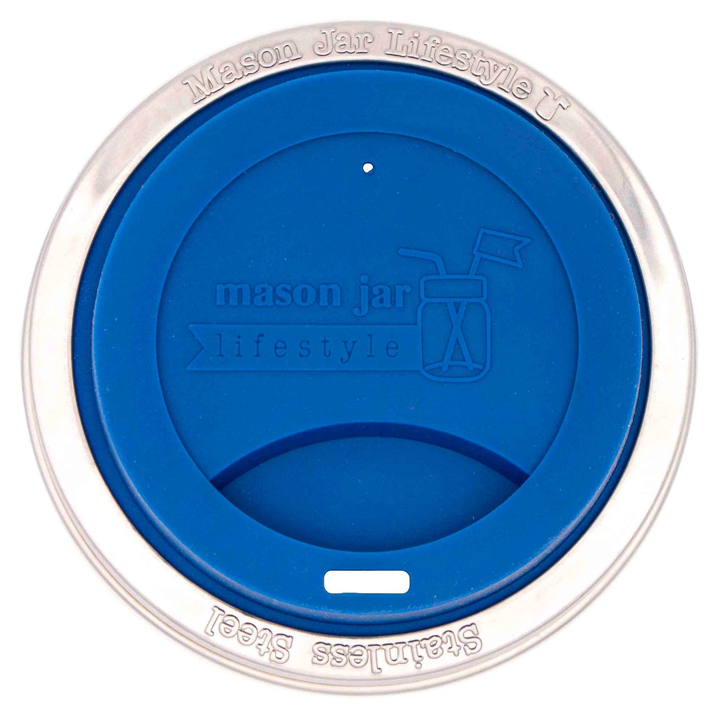 Silicone Drinking Lid with Stainless Steel Band for Jars