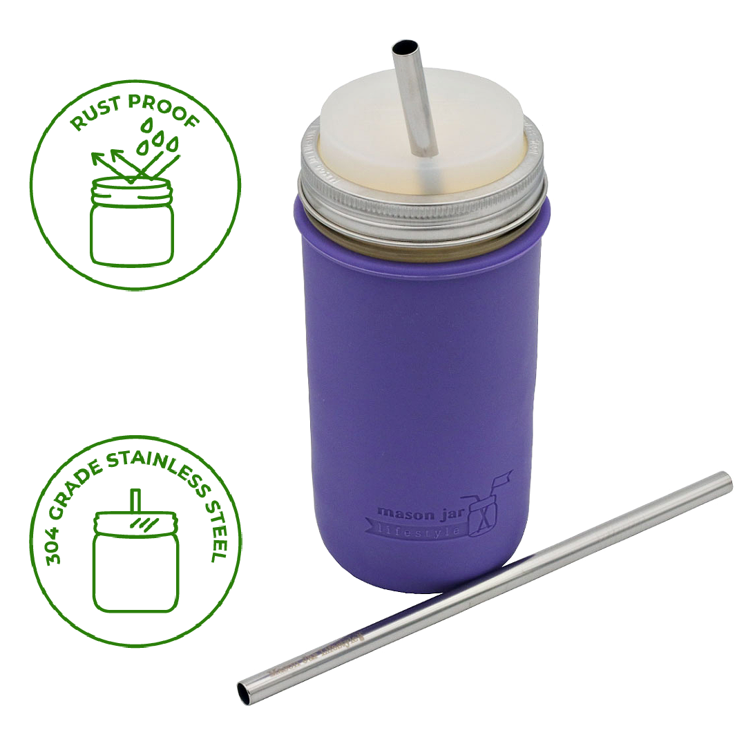 Long Stainless Steel Smoothie Straw for Quart Mason Jars