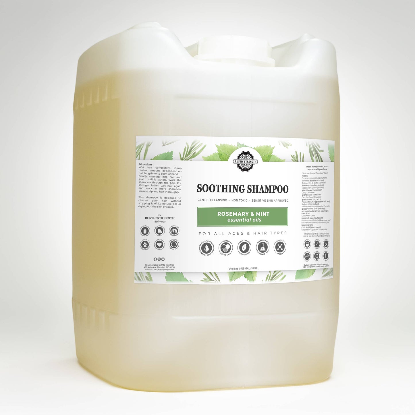 Soothing Shampoo | Sulfate-Free Care for Sensitive Scalps: Lavender Tea Tree / Gallon Plastic Jug