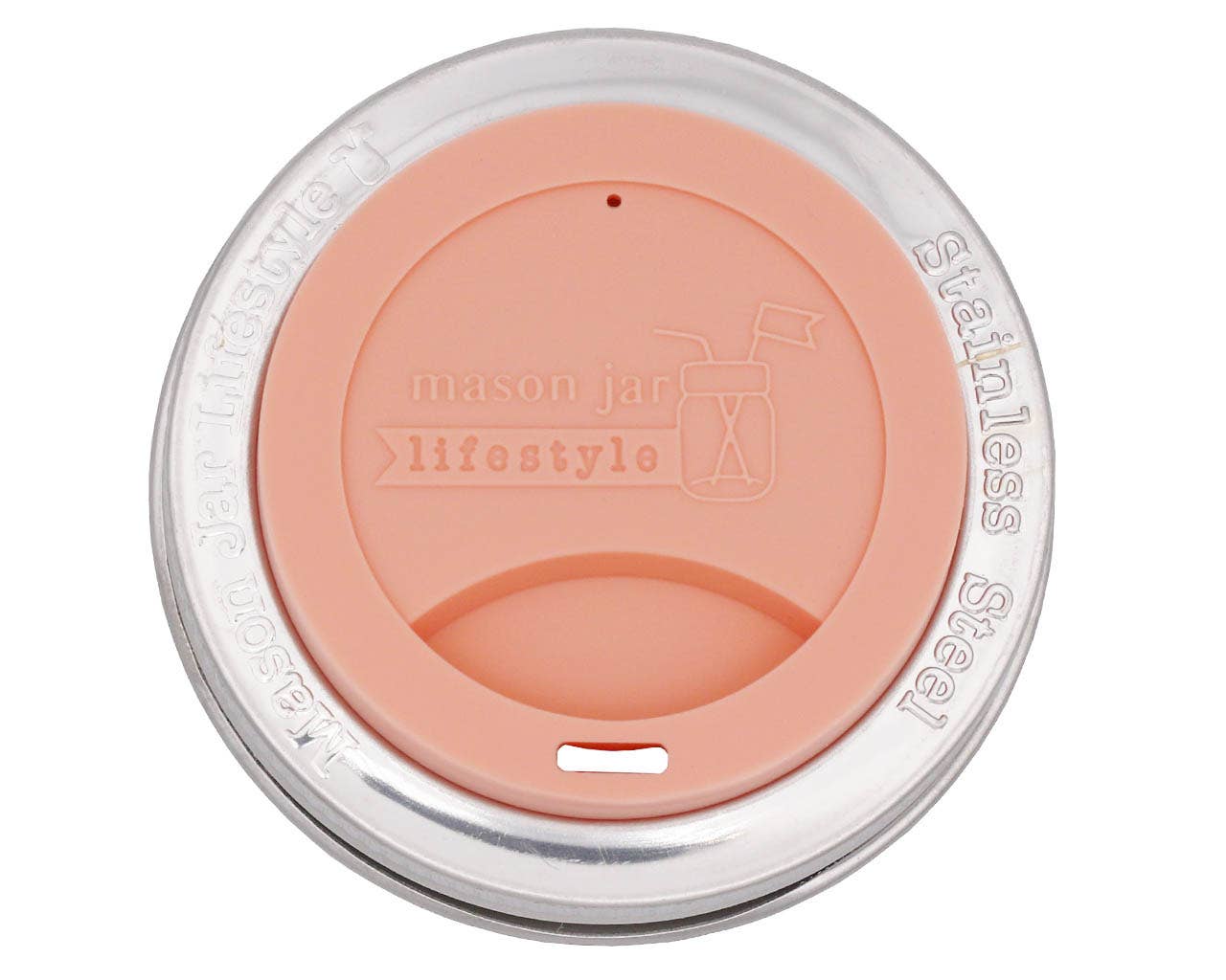 Silicone Drinking Lid with Stainless Steel Band for Jars