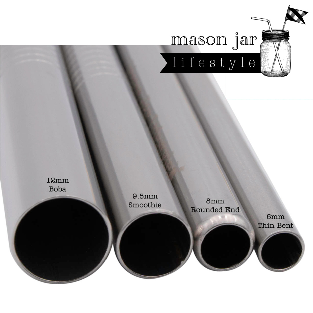 Long Thin Bent Stainless Steel Straw for Quart Mason Jars