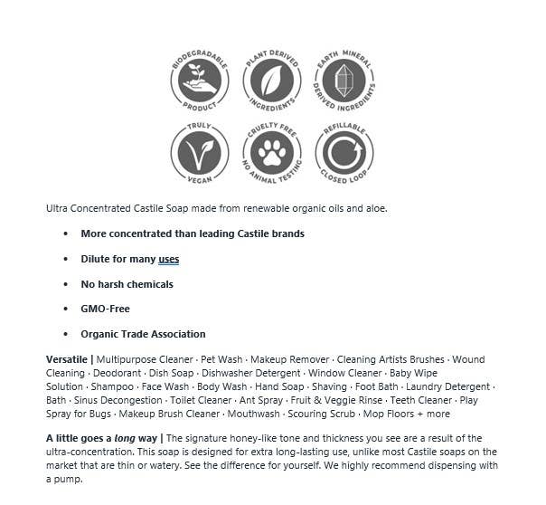 Castile Soap - Concentrated | Thick & Long Lasting
