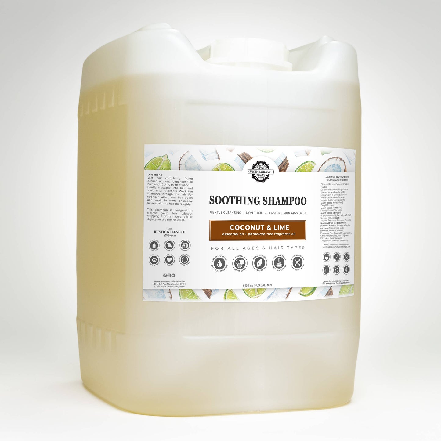 Soothing Shampoo | Sulfate-Free Care for Sensitive Scalps: Lavender Tea Tree / Gallon Plastic Jug